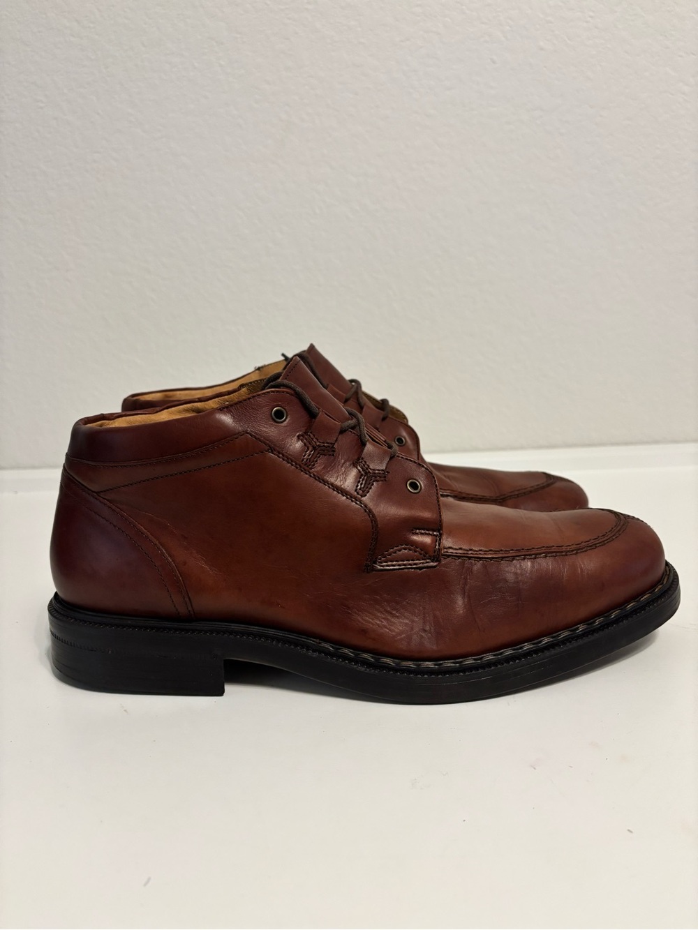 Bacco Bucci Men's Brown Leather Round Toe Lace Up Ankle Size 12 Italy
